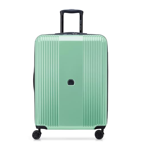 Image of DELSEY PARIS Ophelie 77 cms Large Check-in Polycarbonate Hard Sided 8 Wheels Spinner Suitcase /Trolley Bag for Travel with TSA Lock- Almond