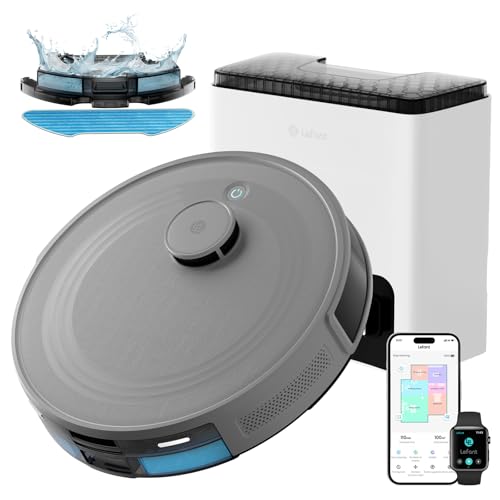 Lefant M2S Plus Aspirateur Robot Laveur avec Station, 10000Pa, Aspirateur Automatique Poussière, Évitement d'obstacles, 240min, Idéal pour Les Poils d'animaux Tapis Sols Durs, Connecté avec Alexa/App