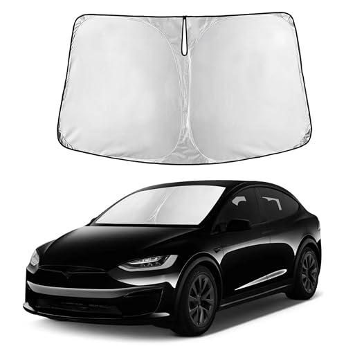 Image of Autovir Windshield Sun Shade Fit for 2016-2023 2024 2025 Tesla Model X | Sunshade, Front Car Window Shades Sun Visor, Blocks UV Rays & Heat, Car Accessories