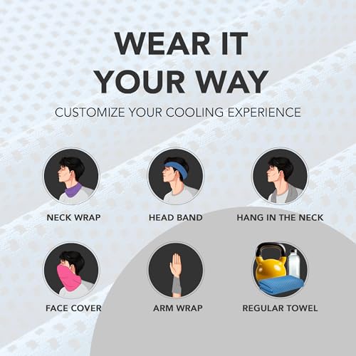 Microfiber Cooling Towels for Neck and Face - 4 Pack 40x12” Mesh Quick Dry Gym Towels for Working Out with Waterproof Bag and Carabiner - Sweat Rag for Gym, Sports, Outdoor Activities