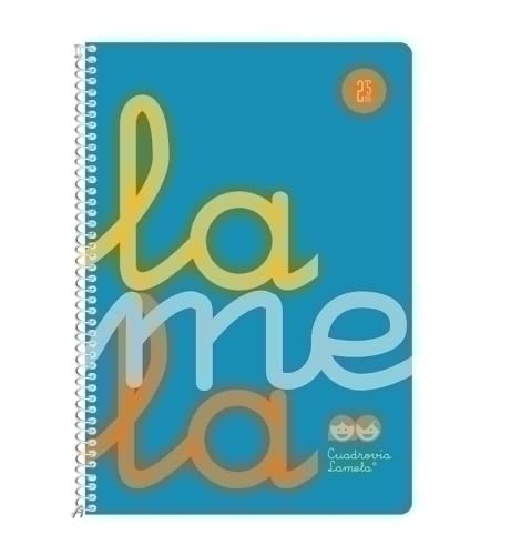 Cuaderno Espiral LAMELA Fluor, 4º 80 Hojas Cuadro 2,5 mm. Tapa Plástico (Azul)