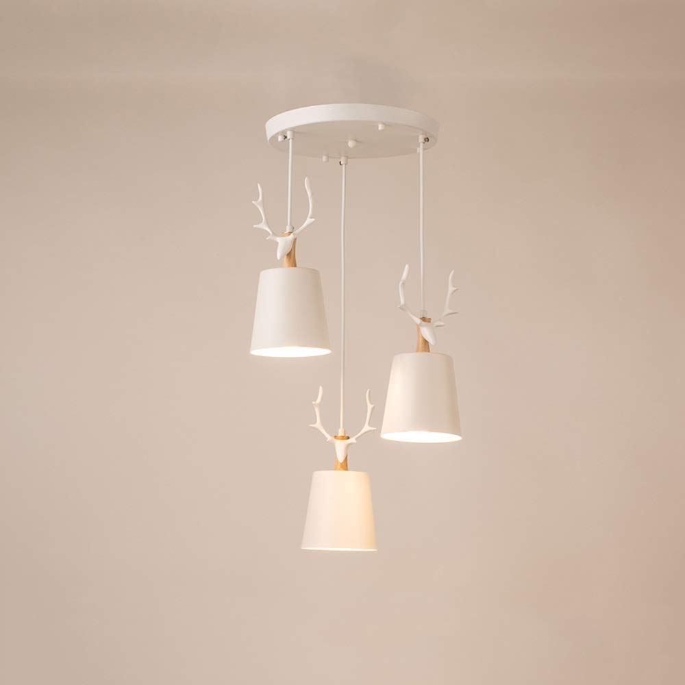 Lustre rétro E27 en bois de fer blanc idéal pour salon et café