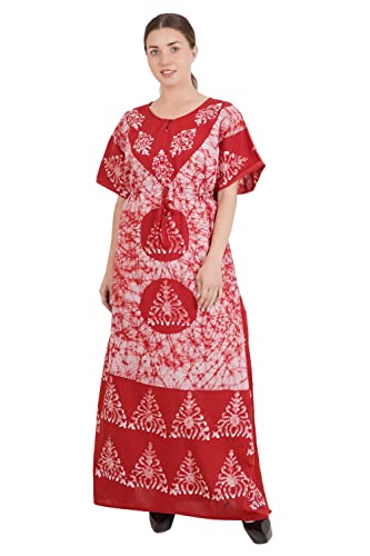 Image of Onekbhalo Women's Cotton Floral Kaftan Nighty Maxi Gown (OK Free Size)