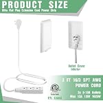 Flat Plug Extension Cord 3FT with Outlet Covers Baby Proofing,Ultra Thin Outlet Concealer with 3 Outlet Power Strip Universal Size for Home,Bedroom,Kitchen,Bathroom with ETL Listed,White