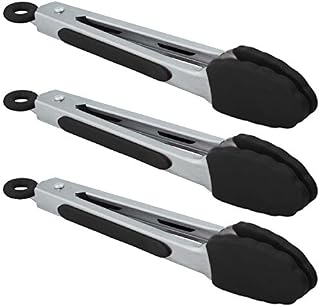 HINMAY Small Serving Tongs with Silicone Tips 7 Inch Mini Stainless Steel Food