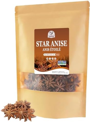 52USA Star Anise, Non-GMO Verified, Star Anise Whole 4 oz, Resealable Bag