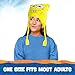 Spongebob Squarepants Beanie Hat, Peruvian Winter Knit Cap with Braided Tassels, Yellow, One Size