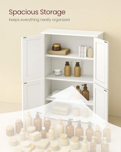 VASAGLE Floor Storage Cabinet, Shaker Cabinet with 2 Adjustable Shelves, 4 Doors, Tall Freestanding Organizer Unit, for Kitchen Bathroom Living Room, Cloud White UBBC553WH01S - Image 5