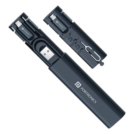 Portronics Snapcase 3 60W Multifunctional Fast Charging Data Cable Kit, Conversion Set USB A & Type C to Male Micro/Type C/Lightning, Data Transfer, Sim Storage, Sim Eject Pin, Pocket Size(Blue)