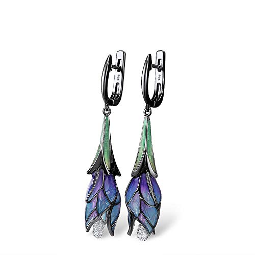 Boucles d'oreilles fleur violette anti-ternissement bijoux fins