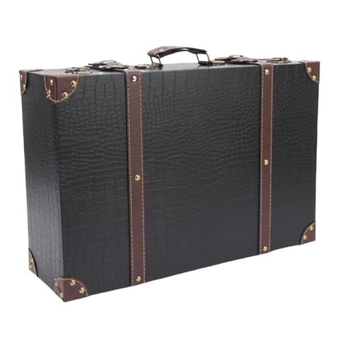 FAUOSWUK - FAUOSWUK Valise de Rangement Décorative de Style Voyage, Coffre à Bagages Rétro pour Affichage D'accessoires de Photographie 17,7x11,8x5,9 Pouces (Noire)