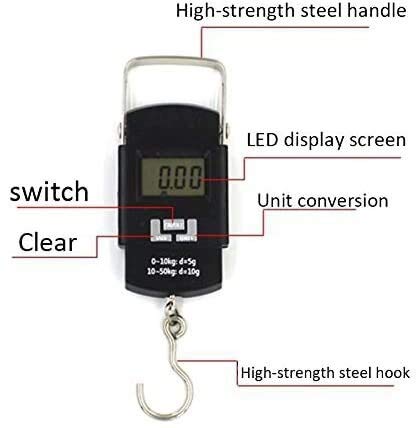 Generic Digital Hook Fishing Scale, 50KG 10G Portable Hanging Travel Double Precision Luggage Weight Scale Balance Spring Scale Kitchen Scale