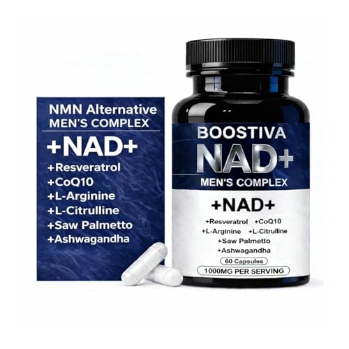 CKPCKP Boostiva NAD+ Supplements for Men with NAD Resveratrol CoQ10 L-Citrulline & Lycopene Nitric Oxide Support Prostate Care Anti-Aging Stamina & Cellular Energy Boost 60capsules (1) (1)