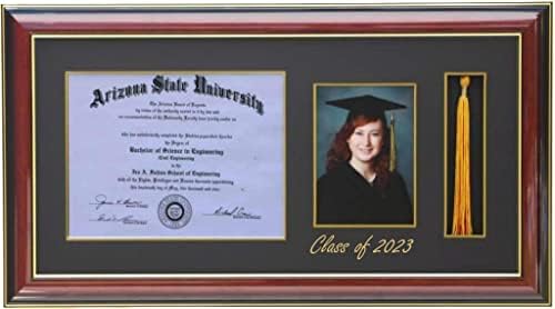 3art 8.5x11 H-Diploma, with Tassel and 5x7 Picture Frame. Mahogany/Black (Customizable)