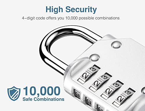 Puroma 2 Pack Combination Lock 4 Digit Outdoor Waterproof Padlock For School Gym Locker, Sports Locker, Fence, Toolbox, Gate, Case, Hasp Storage (Silver) #TOP2
