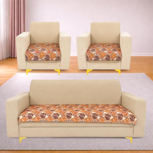 Image of Homerz Premium Printed Quilted Velvet Sofa Slip Cover Protector with Tassels, Sofa Mat, Exact Size, Antislip Cover (Bloomora, 5 (3+1+1) Seater, Half)