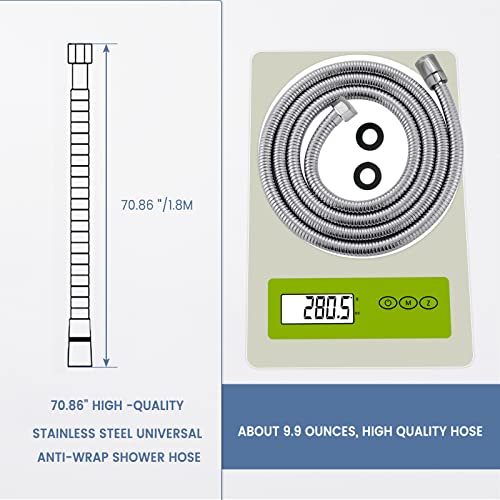 All Metal Shower Hose For Handheld Shower Heads, Chrome Extra Long 71 Inch Stainless Steel, Universal Replacement Part For Hand Held Showerhead Hoses