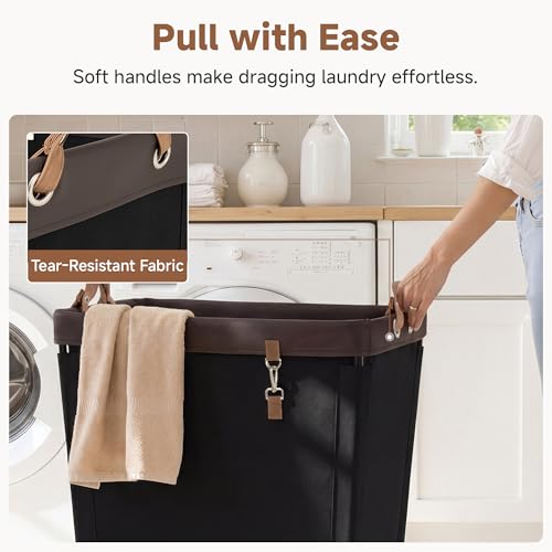 Image of StorageWorks Laundry Basket with Wheels for Clothes, 210L Black Hamper Cart