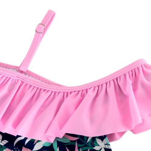 Image of Alakuoti Girls One Piece Swimsuits Cutout Ruffle Bathing Suit Quick Dry Beach Swimwear with Adjustable Strap 5-14 Years