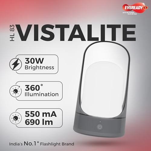 Image of Eveready Vistalite HL83, 30W Emergency Rechargeable Lantern, 360 Illumination, USB Type-C Charging, Durable ABS Build with Handle, Overcharge & Deep Discharge Protection, Pack of 1