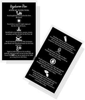 Hyaluron Pen Filler Aftercare Instructions Card | 50 Pack | Physical Printed 2x3.5” inches Business Card Size | Black with White Icons Design
