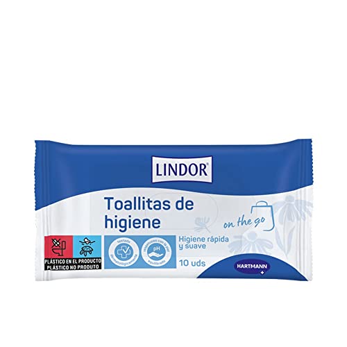Lindor Skin Toallitas Íntimas Desechables, Humedecidas con Loción Limpiadora, Libre de PEG, 10 Unidades