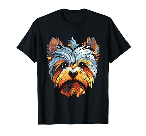 Yorkshire Terrier Hundekopf, buntes Tierheim T-Shirt