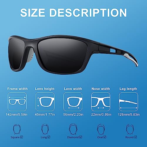 OKH 2 Pack Polarised Cycling Sunglasses Wrap Around Men Women Retro Sun Glasses UV Protection Outdoors Sports Biking Running Fishing Hiking Driving Eyewear with Rope Strap - Image 3