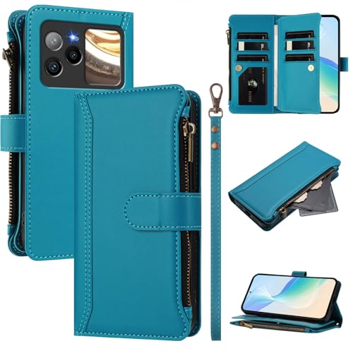 linsuyu Cover Compatible with BLU Bold N4,Compatible with BLU Bold N4 Zipper Dual Card Slot Wallet Phone Case Blue2