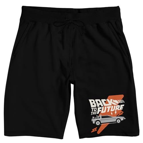 Back to The Future Delorean & Thunderbolt Logo Adult Black Sleep Pajama Shorts