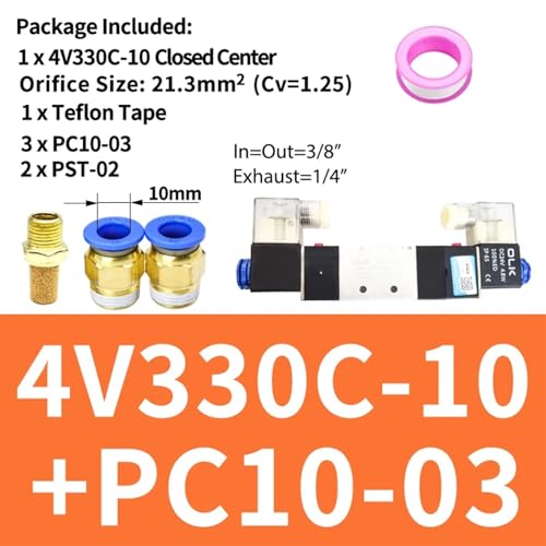 Válvulas solenoides de aire 4V130C-06 y 4V230C-08 de 12V CC para control neumático 3