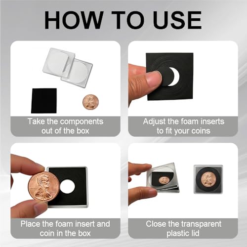 50 estuches ajustables acrílicos para monedas con esponjas 17.5-40mm miniatura 5