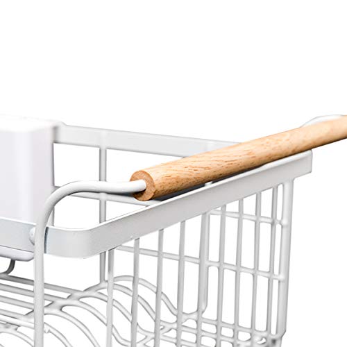 Brian & Dany Kitchen Dish Drainer, Large Drying Rack With Full-Mesh Storage Basket, Wooden Handle, Removable Plastic Cutlery Tray, 18.8" X 11.6" X 7.6" #TOP7
