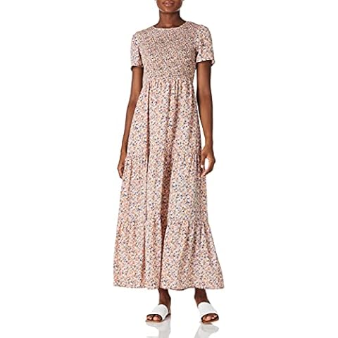 Amazon Brand - find. - Vestido Largo de Verano Acampanado para Mujer de Manga Corta con Estampado Floral Cover