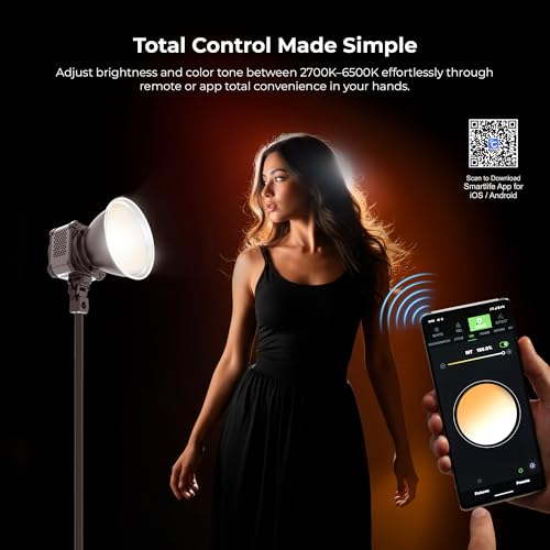 Image of Digitek DCL 400W Combo 300W Bi-Color COB LED Continuous Light with Reflector, Remote /App Control, 2700K-6500K CCT, 0-100% Dimming, 18750LM Output, CRI 95, 12 FX Modes, Bowens Mount Studio Light