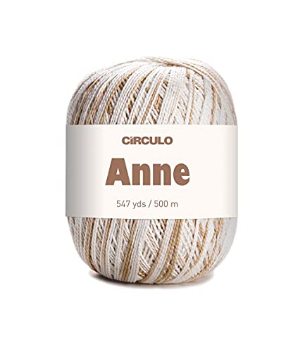 Image of CiRCULO Anne Yarn for Crocheting & Knitting, 100% Mercerized Brazilian Virgin Cotton, Soft Fingering Weight, 547 Yds, 5.19 Oz - Color 9900 Sand
