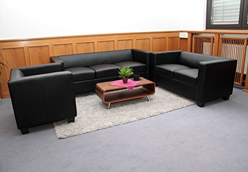 Mendler 3-2-1 Sofagarnitur Couchgarnitur Loungesofa Lille - Kunstleder, schwarz – Bild 5