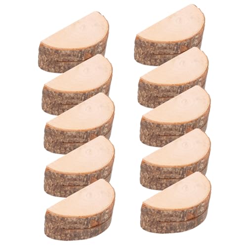 Veemoon 10pcs Photo Holders Wood Bark Ornaments Table Sign Holders for Wedding Banquet Party