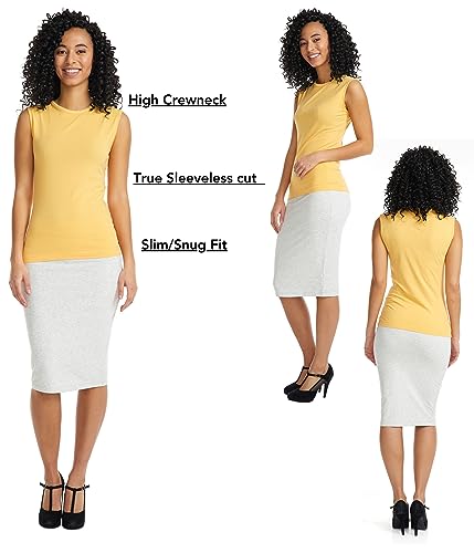 Image of ESTEEZ Women's Sleeveless Fitted Tank Top - Stretch Cotton Blend, Layering Essential