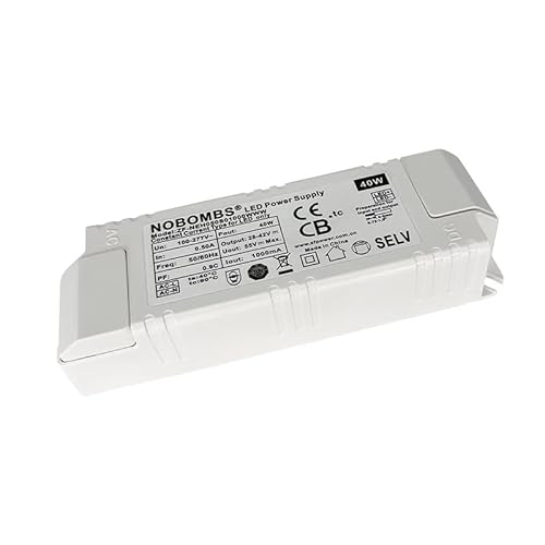 JFQOWCMP Controlador LED de Corriente Constante de 40 W for Interiores, 24-42 V, Fuente de alimentación de 1000 mA, Panel de luz empotrada, Controlador LED