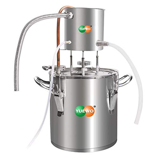 YUEWO Still Stainless Steel Thickened Bottom Denatured Alcohol Canning Kit Ethanol Vodka Copper Still Water Distiller Home Brewing Kit (33L/8Gal) …
