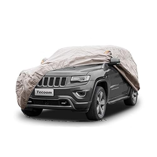 Image of Tecoom Thick Shell Waterproof All Weather SUV Car Cover, Super Breathable Windproof Snow Sun Rain UV Protection, Universal Fit for SUV (206 inch-215 inch)