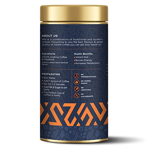 Image of CoffeeVeda Creamy Hazelnut Instant Crafted Coffee Powder Can 100 Gms