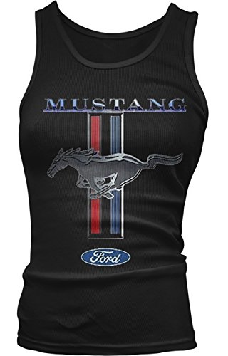 Amdesco Junior's Officially Licensed Ford Mustang Pony Emblem Tank Top, Black XL