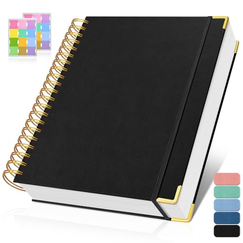 Notizblock, Notizbuch A5 Liniert, Notizb&uuml;cher mit 300 Nummerierten Seiten, 100GSM Dickes Notizheft, Hardcover Leder spiralbindung Journal f&uuml;r Frauen und M&auml;nner, Gro&szlig;es Notizbuch f&uuml;r Arbeit B&uuml;ro Schule