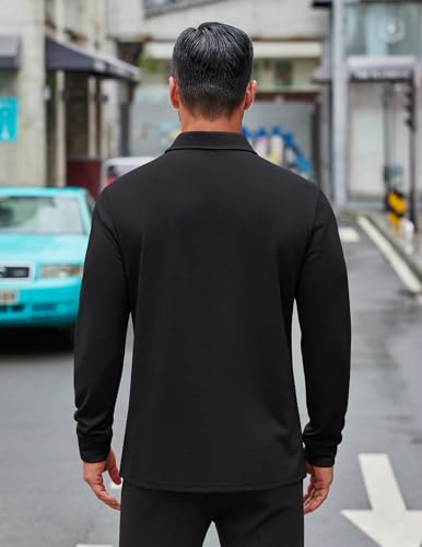 COOFANDY Men's Long Sleeve Polo Shirts Business Casual Collared Shirts Work Office Top Lightweight Button Golf Shirt2