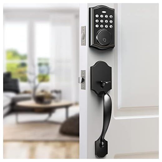 IRONZON Keypad Door Lock with Handle Electronic Keypad Deadbolt Keyless Entry Door Lock, Digital Door Lock, Front Door Handle Sets