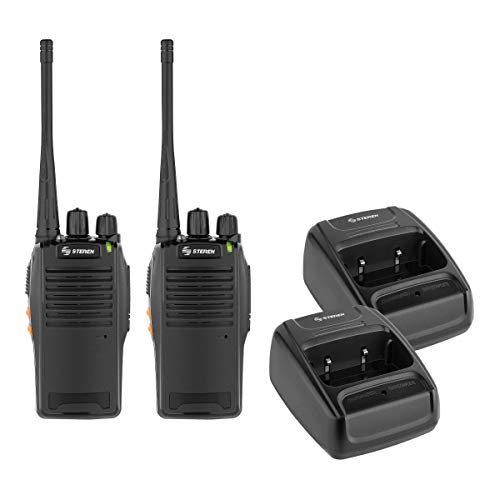 Bocinas, Wireless STEREN RAD-010 Kit de 2 radios intercomunicadores UHF, 16 Canales preconfigurados, radios portátiles de 2 vías, Walkie Talkie con Cargadores de Base, radios...