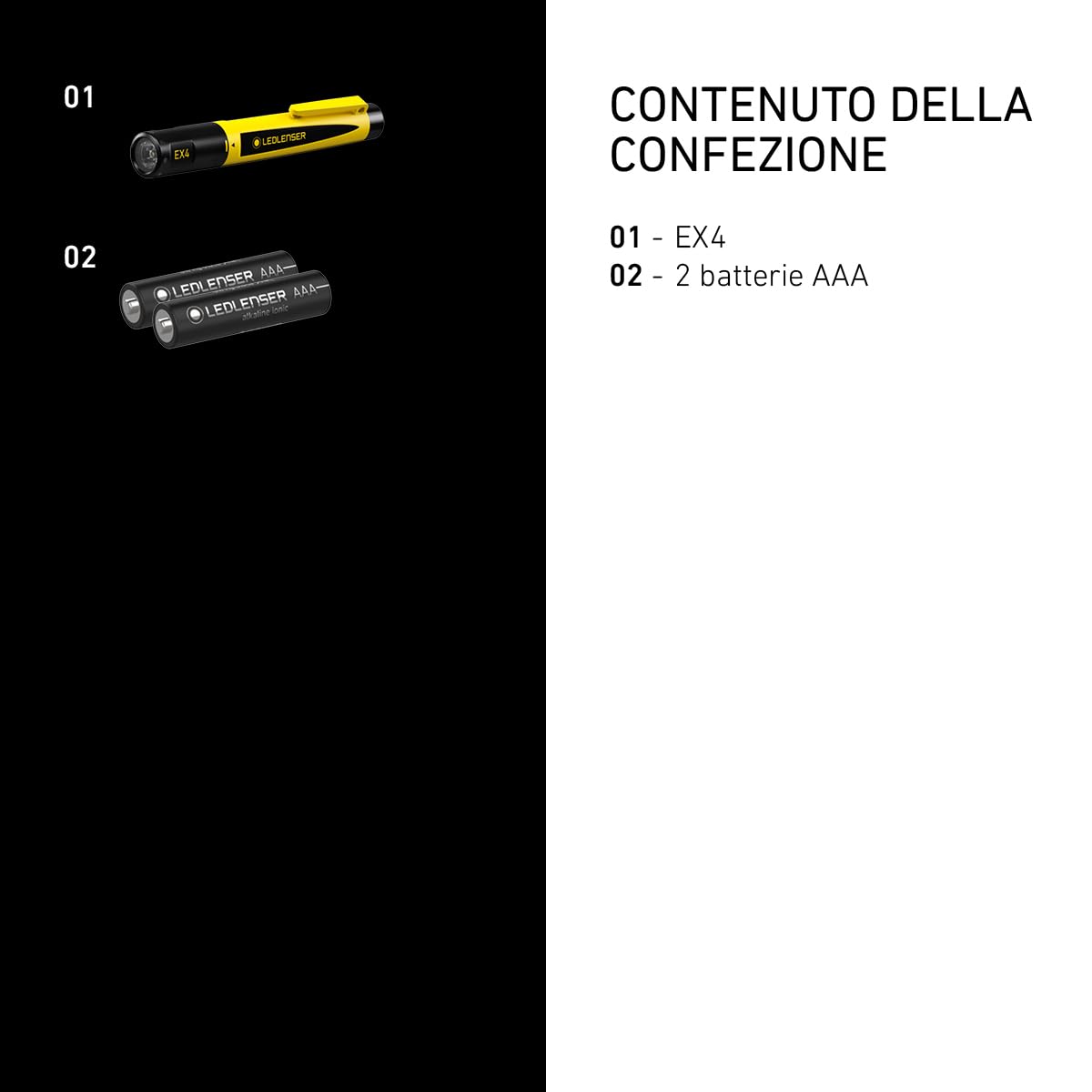 Ledlenser EX4 Torcia ATEX Zona 0, 50lm, Batterie AAA, IP66 | Certificata ATEX, autonomia fino a 7h, 1 modalità, per zone esplosive, serbatoi di carburante e silos per cereali