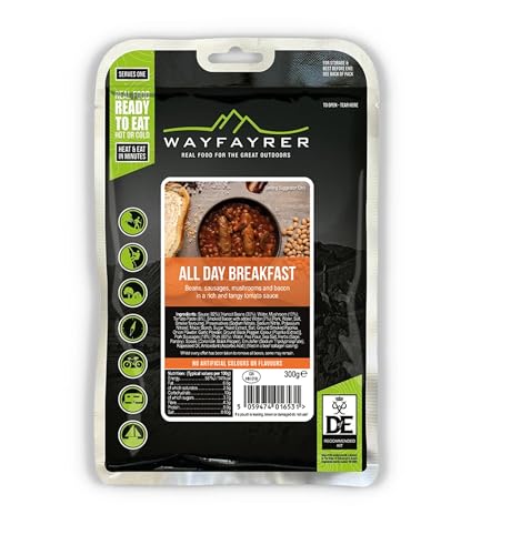 Wayfayrer All Day Breakfast 300g Ready to Eat Hot or Cold Meal Pouch Recommended for Duke of Edinburghs Award Expeditions Camping Hiking Fishing and Outdoor Adventures